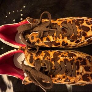 Steve Madden Leopard Print Sneakers with Brown Laces